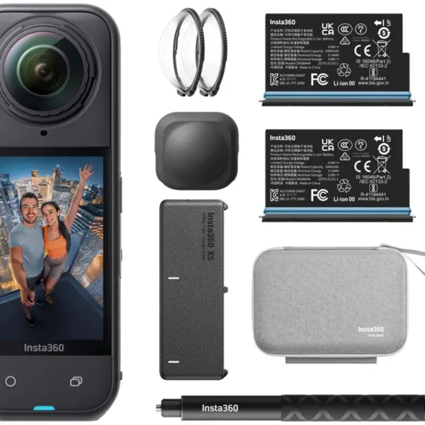 מצלמת אקסטרים אינסטה insta360 X5 8K 360 Action Cam Essentials Bundle