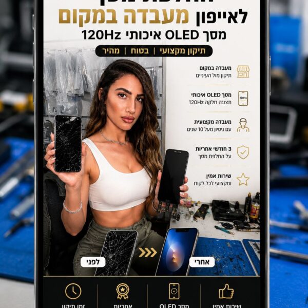 תיקון מסך לאייפון iPhone 15 Pro Max OLED אולד | החלפת מסך במקום